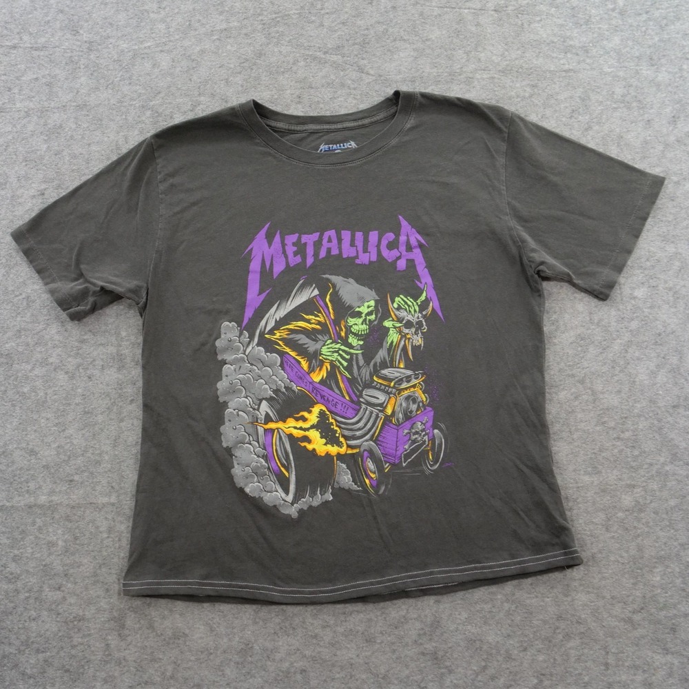 Metallica Shirt Mens Extra Large Gray Grim Reaper Print Crew 90s Rock 80s New